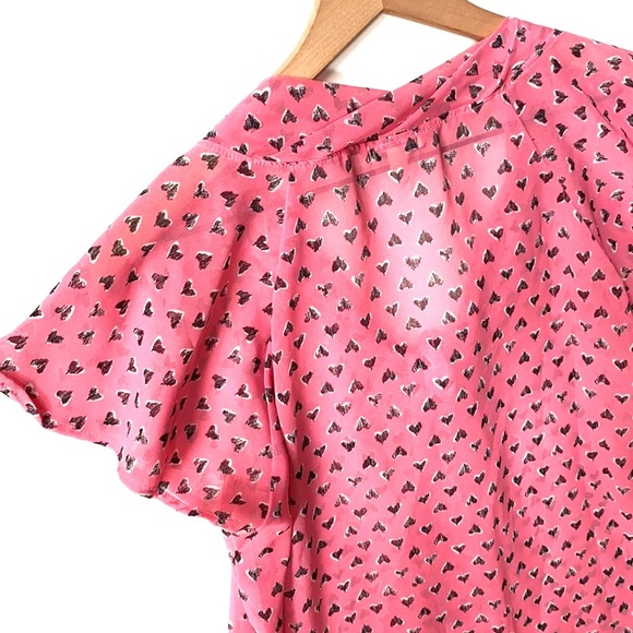 Lily Star Sheer Pink top with black hearts, Sz XL - Picture 5 of 5